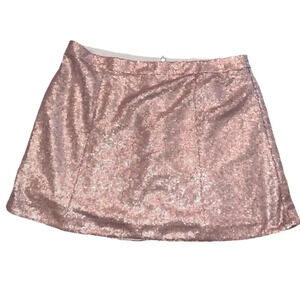 Decree Sequin Mini Skirt Women's Size XL Rose gold Zip Up Casual